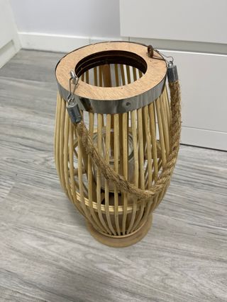 Portacandele in legno e bambù