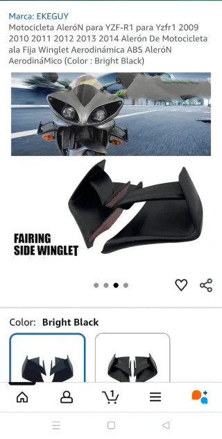 Alerón Moto YZF-R1 Winglet ABS Negro