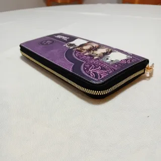 Cartera Morada con Diseño de Gatos