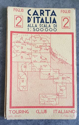 Antica Carta d’Italia Touring Club 1952 8 Fogli