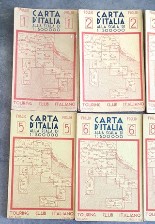 Antica Carta d’Italia Touring Club 1952 8 Fogli