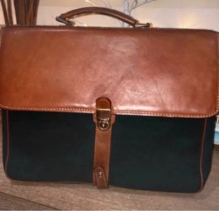 Maletín Vintage Piel Marrón y Verde