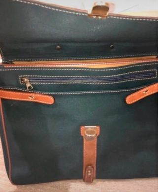 Maletín Vintage Piel Marrón y Verde