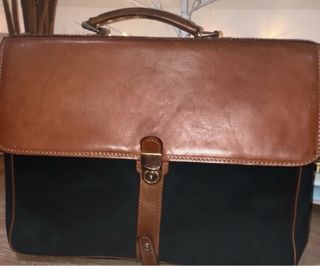 Maletín Vintage Piel Marrón y Verde