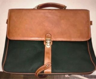 Maletín Vintage Piel Marrón y Verde