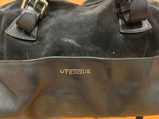 Bolso Uterqüe Negro Piel y Ante