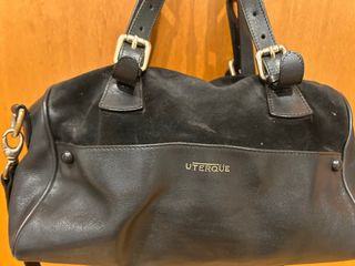 Bolso Uterqüe Negro Piel y Ante