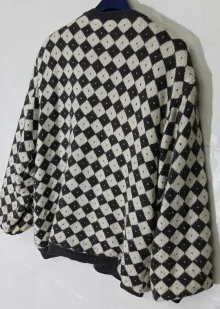 Cardigan Donna Lana Grigio Bianco