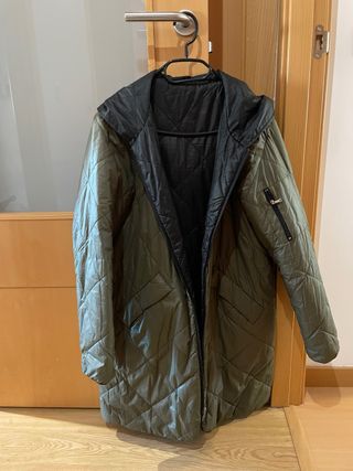 Abrigo mujer acolchado reversible capucha NUEVO