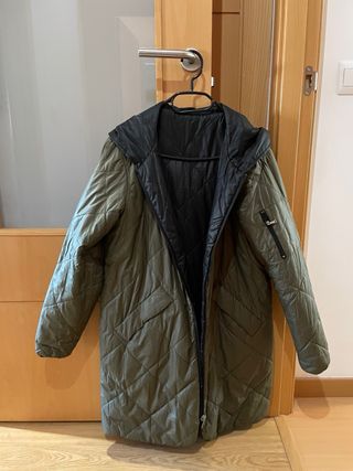Abrigo mujer acolchado reversible capucha NUEVO