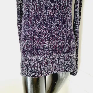 HANDMADE Maglione donna lana blu/viola melange M