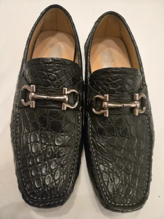 Mocasines Salvatore Ferragamo Piel Cocodrilo Negro
