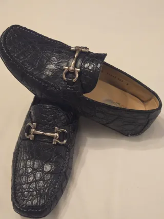 Mocasines Salvatore Ferragamo Piel Cocodrilo Negro