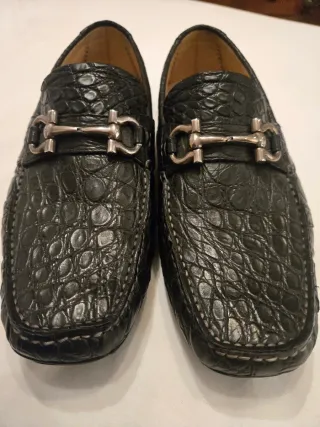 Mocasines Salvatore Ferragamo Piel Cocodrilo Negro