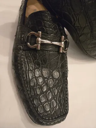 Mocasines Salvatore Ferragamo Piel Cocodrilo Negro