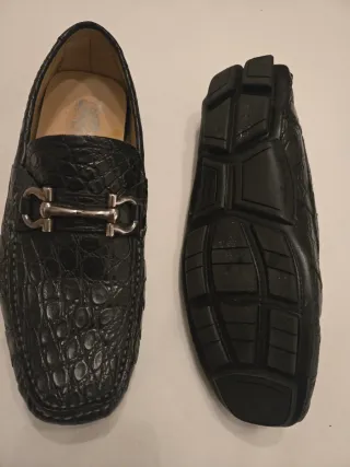 Mocasines Salvatore Ferragamo Piel Cocodrilo Negro