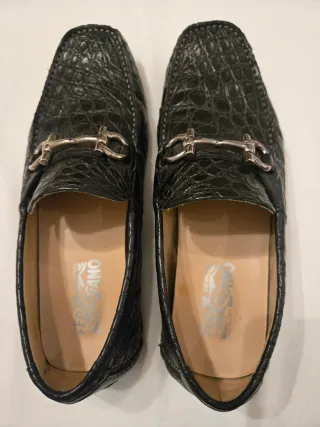 Mocasines Salvatore Ferragamo Piel Cocodrilo Negro