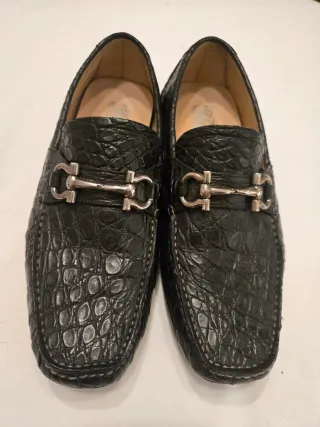 Mocasines Salvatore Ferragamo Piel Cocodrilo Negro
