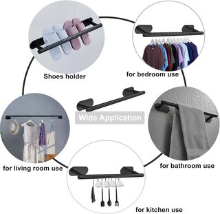 Set di accessori da bagno in acciaio inossidabile nero senza forare