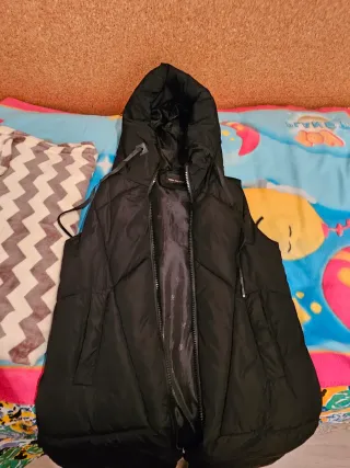 Chaleco largo negro mujer como nuevo, talla L