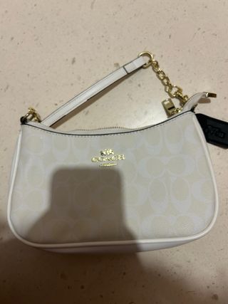 Bolso Coach Blanco y Dorado