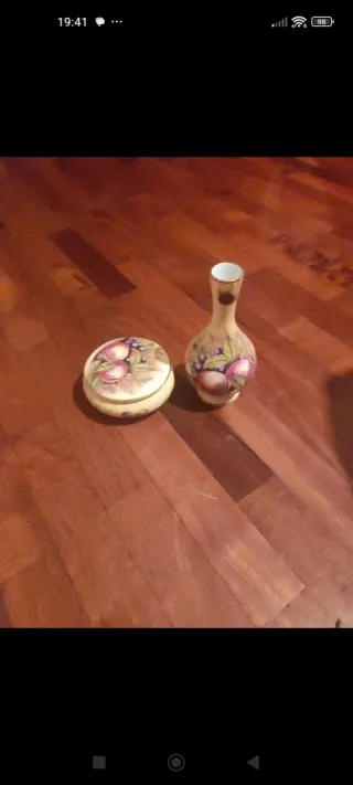 Vaso e portaoggetti Aynsley decorati frutta