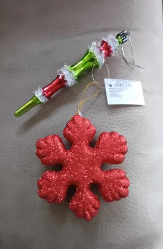 Adornos Navideños Copo de Nieve Rojo