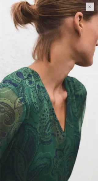 Vestido estampado verde con cinturón - Mango