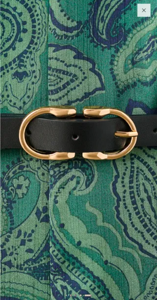 Vestido estampado verde con cinturón - Mango