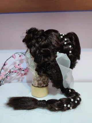 Parrucca Morena Fatta a Mano per Teatro