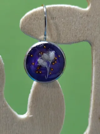 Lote pendientes flores resina UV
