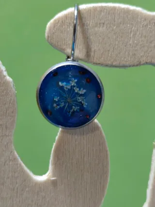 Lote pendientes flores resina UV