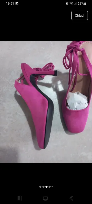 Scarpe decollete scamosciate fucsia con laccetti