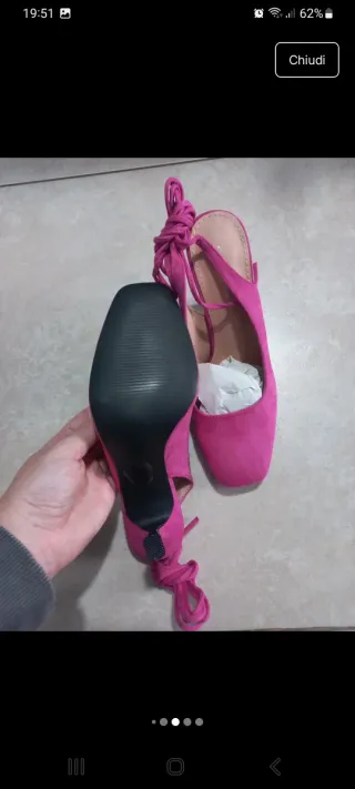 Scarpe decollete scamosciate fucsia con laccetti