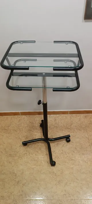 Mesa auxiliar vintage cristal y metal