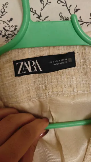 Blazer Zara Tweed Crudo Mujer Talla L