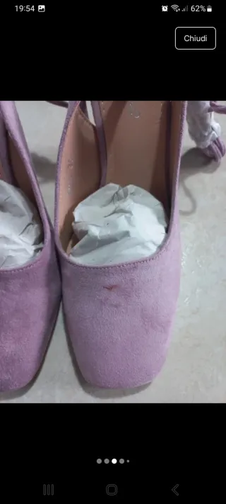 Scarpe decollete scamosciate lilla con laccetti