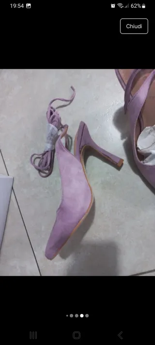 Scarpe decollete scamosciate lilla con laccetti