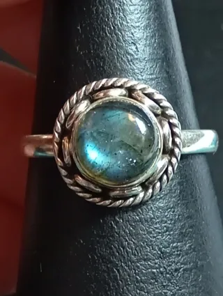 Anillo Plata Ley Labradorita Azul