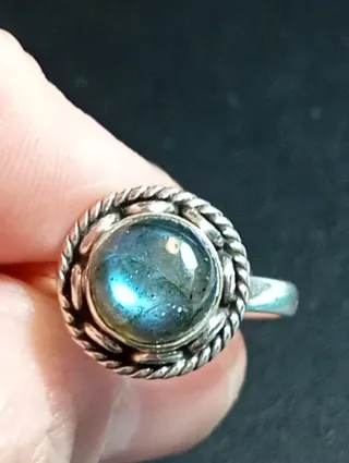 Anillo Plata Ley Labradorita Azul
