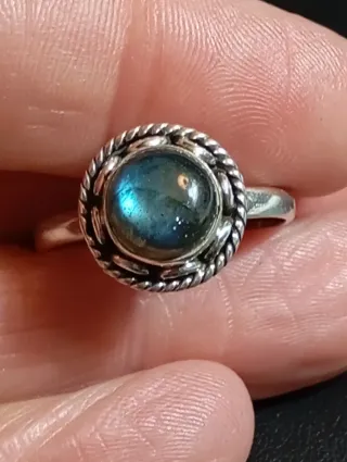 Anillo Plata Ley Labradorita Azul