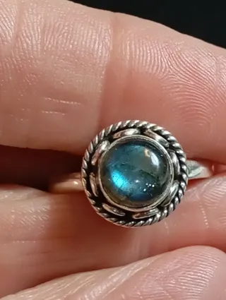 Anillo Plata Ley Labradorita Azul