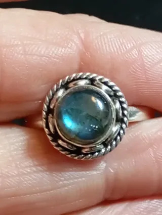 Anillo Plata Ley Labradorita Azul
