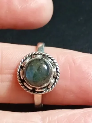 Anillo Plata Ley Labradorita Azul