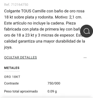 Colgante Tous Oso Rosa