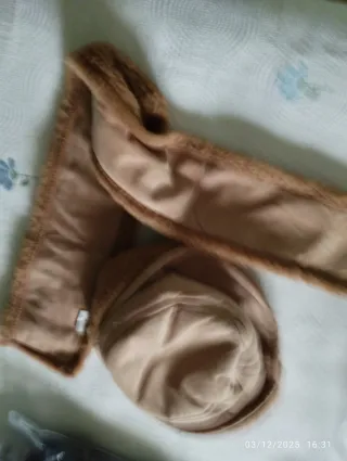 Gorro y bufanda niña beige/marrón