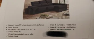 Divano 2 posti + chaise longue grigio. En Relleu.