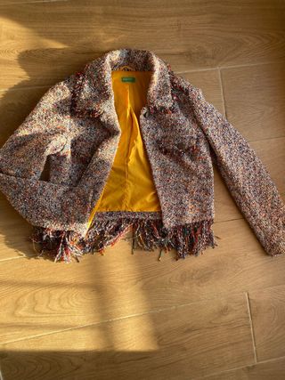 Chaqueta Benetton Tweed Estilo Chanel Multicolor