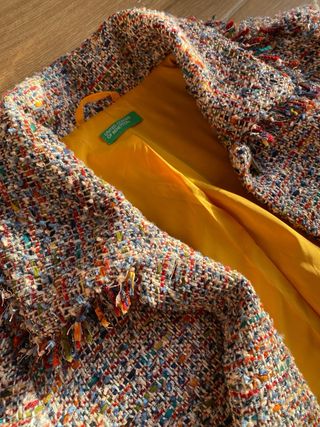 Chaqueta Benetton Tweed Estilo Chanel Multicolor