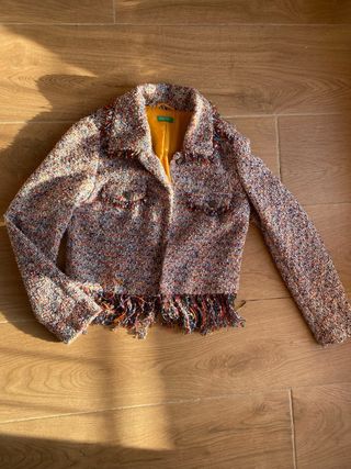 Chaqueta Benetton Tweed Estilo Chanel Multicolor